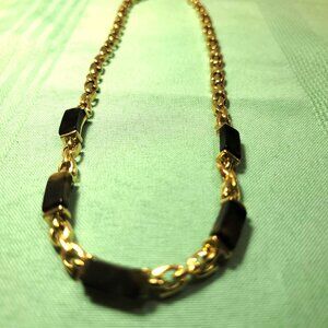 Vtg 1984 NAPIER Gold Tone & Faux Tortoise Lucite Link Choker Necklace 19” Signed